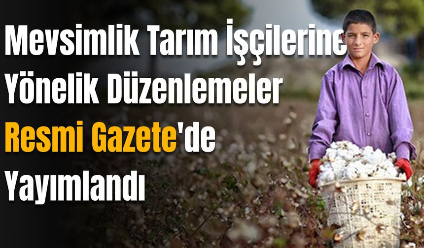 Mevsimlik Tarım İşçilerine Yönelik Düzenlemeler Resmi Gazete'de Yayımlandı