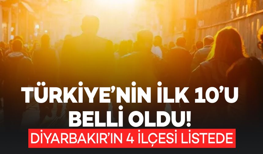 Türkiye’nin İlk 10’u Belli Oldu! Diyarbakır’ın 4 İlçesi Listede