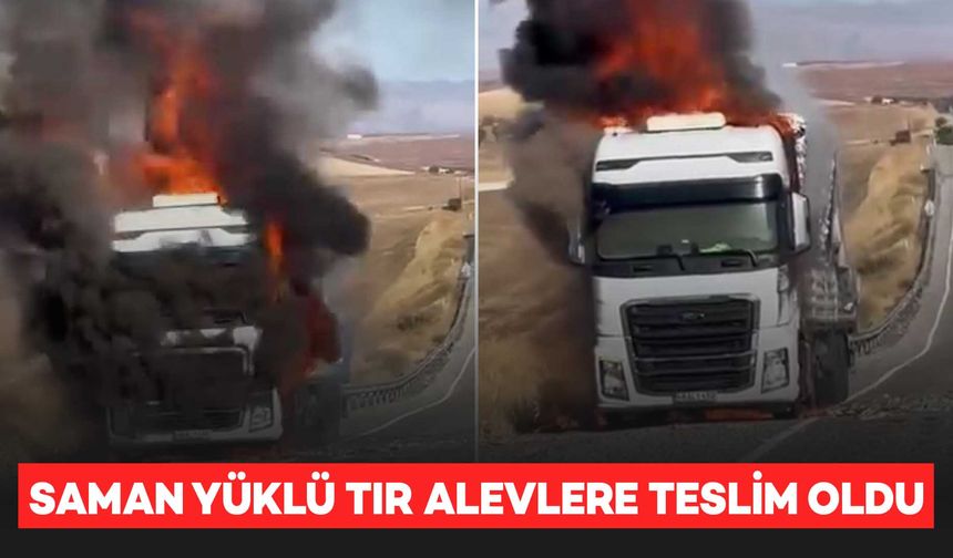 Silvan’da saman yüklü tır yanarak kullanılamaz hale geldi