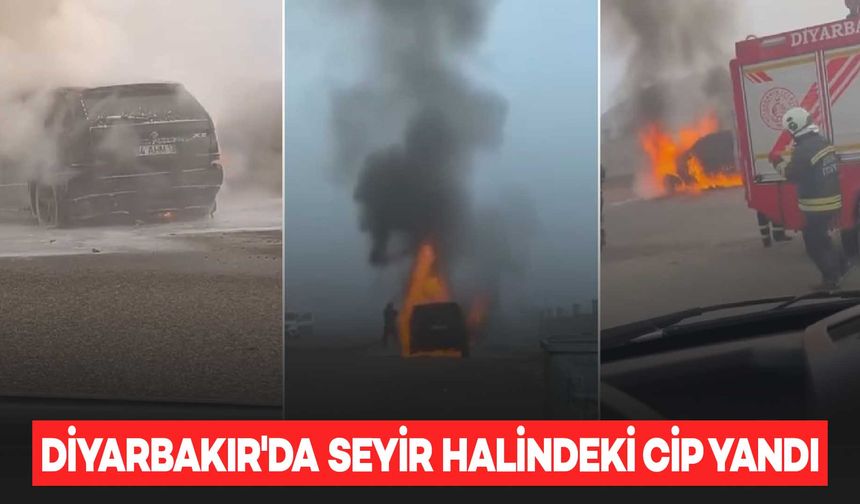 Diyarbakır’da lüks otomobil, seyir halinde iken alev aldı