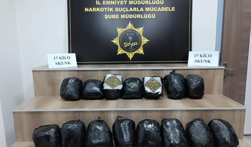 Şanlıurfa’da 17 kilo skunk ele geçirildi