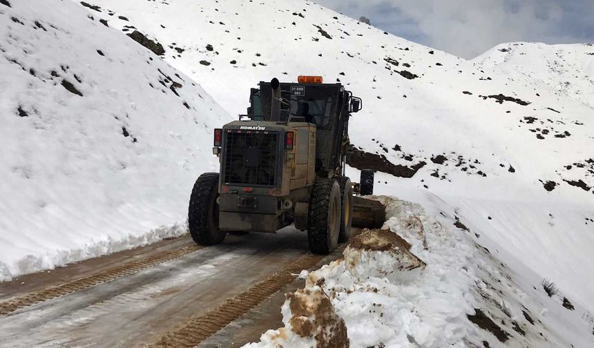 Diyarbakır’da kırsal mahalle yollarında kar yağışı mesaisi