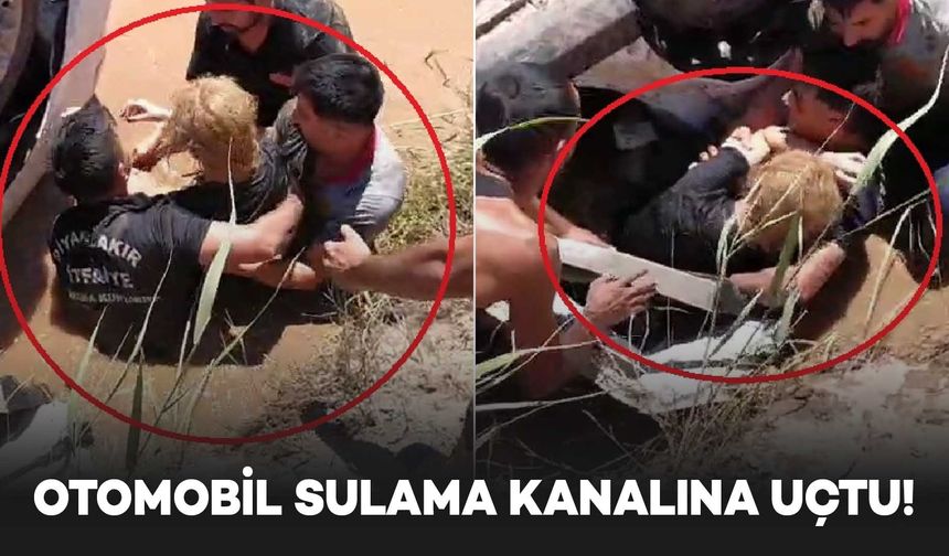 Diyarbakır’da otomobil sulama kanalına düştü: Ters dönen araçta sıkışan kadın böyle kurtarıldı!