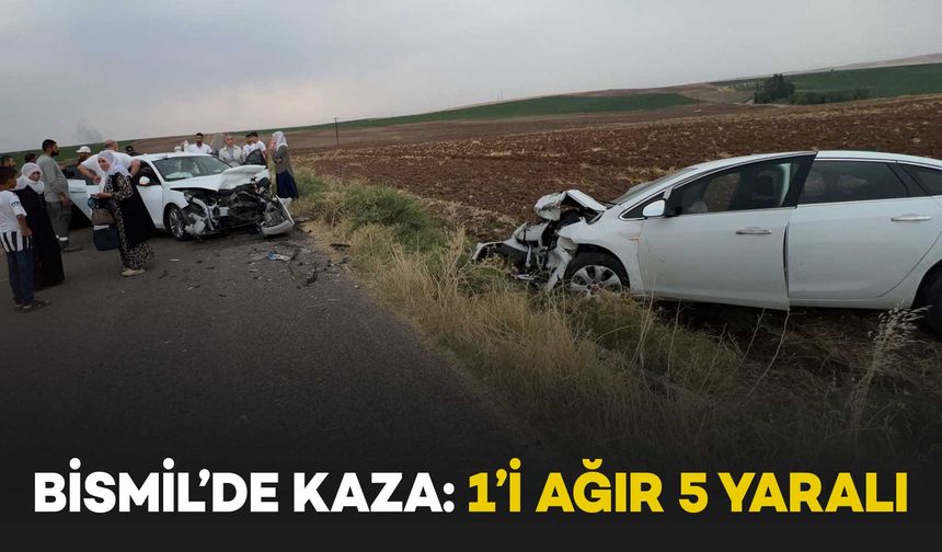 Bismil’de 2 otomobil kafa kafaya çarpıştı: 1’i ağır 5 yaralı