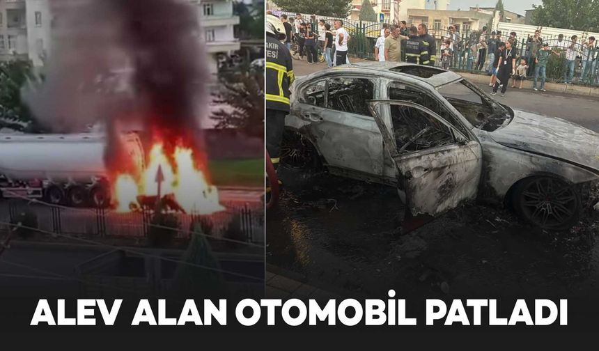 Diyarbakır’da alevlere teslim olan otomobil patladı
