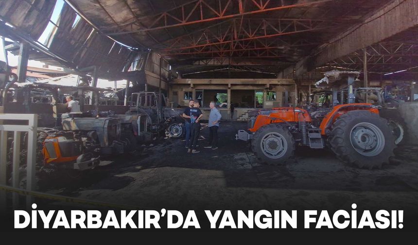 Diyarbakır'da Traktörcüler Sitesi'nde devasa yangın: 3 dükkan ve 22 traktör yandı