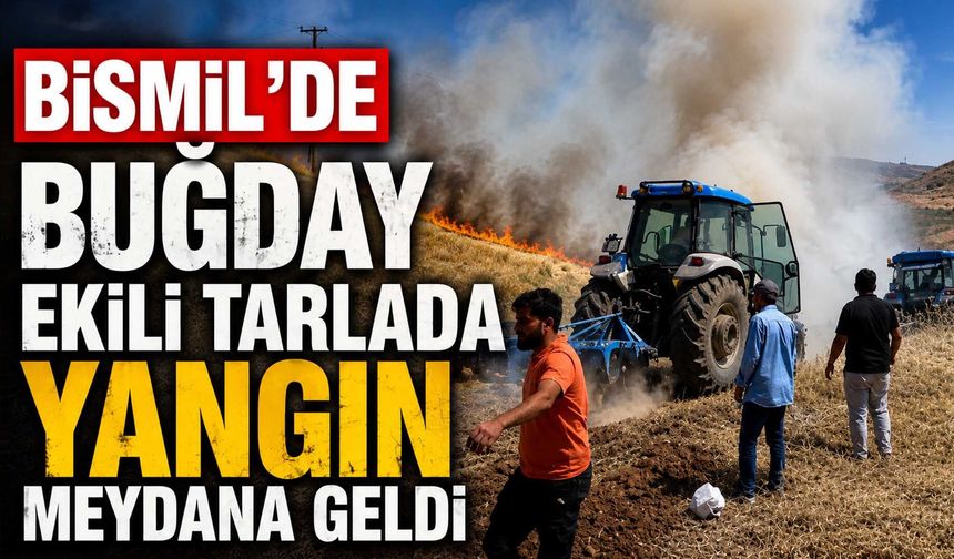 Bismil'de Buğday Ekili Tarlada Yangın Meydana Geldi