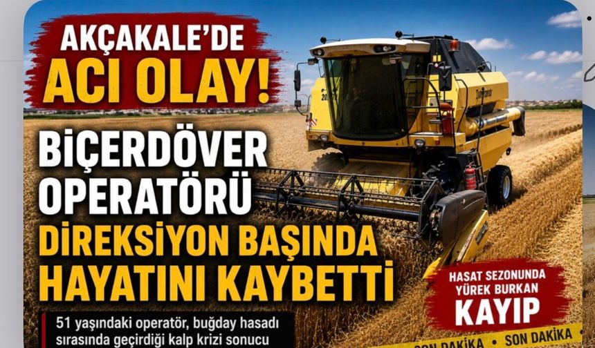 Biçerdöver Operatörü Direksiyon Başında kalp krizi sonucu Hayatını Kaybetti