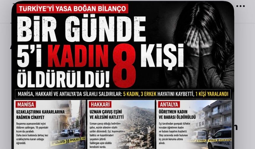 Kadın Cinayetleri ve Aile Katliamları: 24 Saatte 8 Kayıp