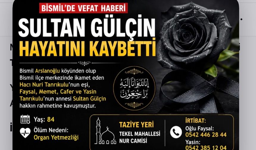 84 Yaşındaki Sultan Gülçin Organ Yetmezliği Nedeniyle Hayatını Kaybetti