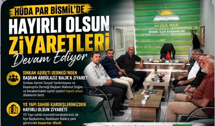 HÜDA PAR Bismil İlçe Başkanı Abdülaziz Balık'a Hayırlı Olsun Ziyaretleri Sürüyor