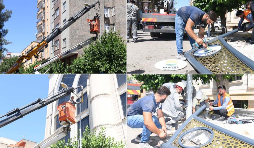 Bismil Belediyesi caddeleri dekoratif aydınlatmalarla yeniliyor