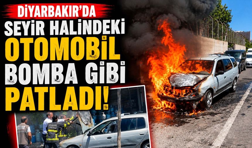 Diyarbakır’da Korkutan Anlar: Seyir Halindeki Otomobil Bomba Gibi Patladı!