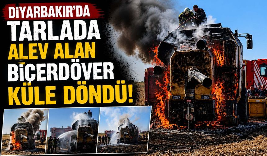 Diyarbakır'da Tarlada Alev Alan Biçerdöver Küle Döndü
