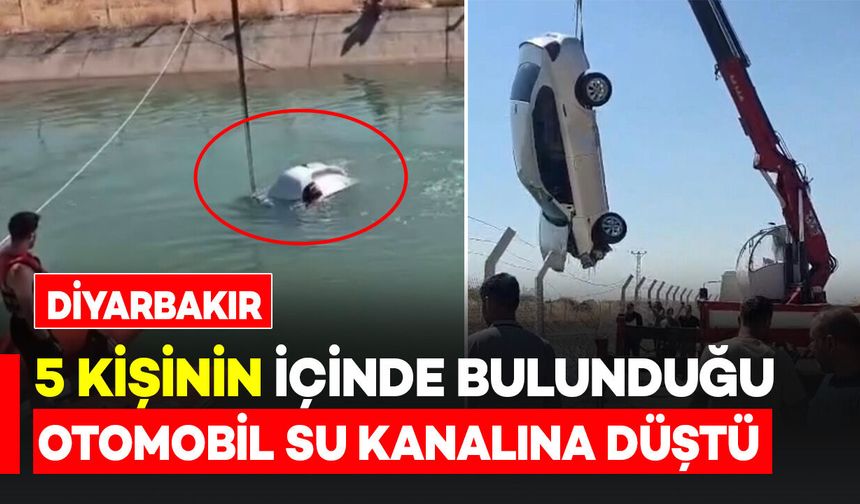 Diyarbakır’da 5 Kişinin Bulunduğu Otomobil Su Kanalına Düştü
