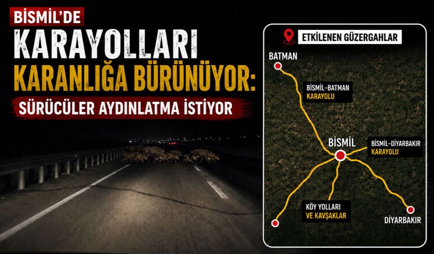 Bismil’de Karayolları Karanlığa Bürünüyor: Sürücüler Aydınlatma İstiyor