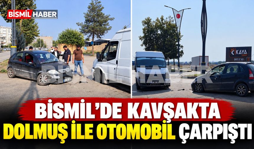 Bismil’de Kavşakta Dolmuş ile Otomobil Çarpıştı