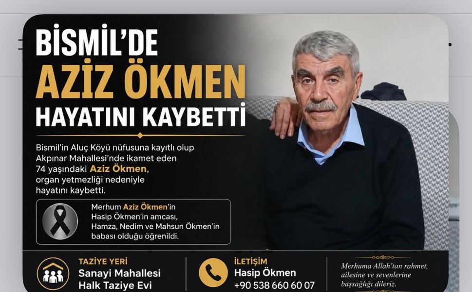 Bismil’de Aziz Ökmen Hayatını Kaybetti