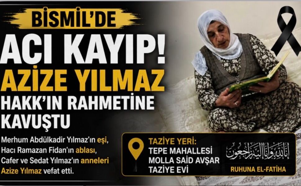 Bismil Tepe mahallesinde Azize Yılmaz Hayatını Kaybetti
