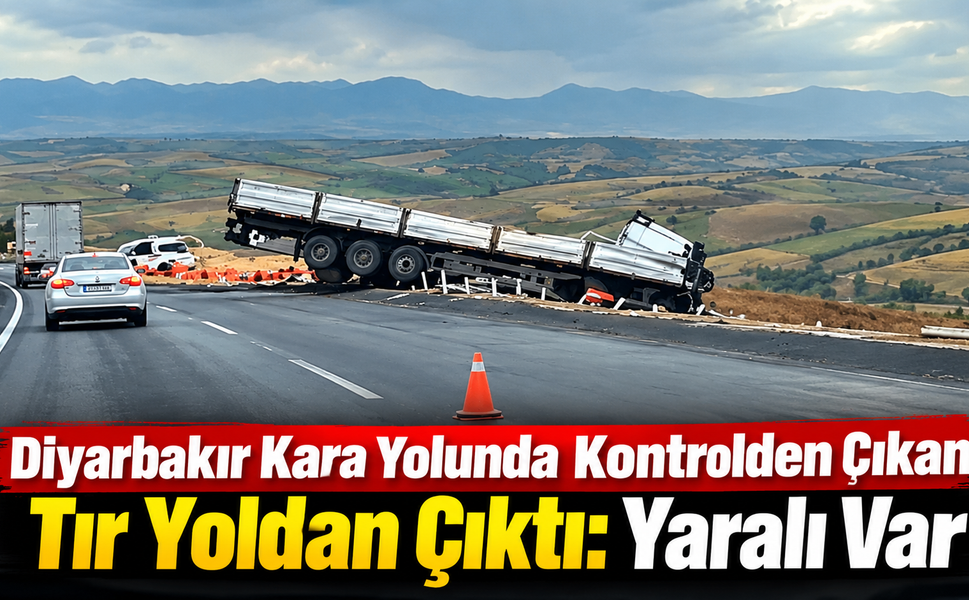 Diyarbakır Kara Yolunda Kontrolden Çıkan Tır Yoldan Çıktı