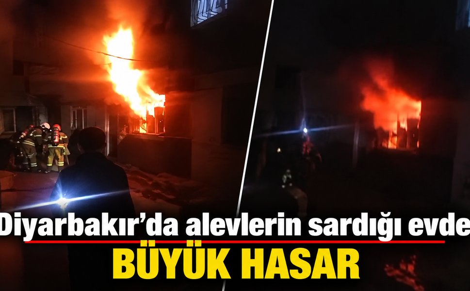 Diyarbakır’da alevlerin sardığı evde büyük hasar