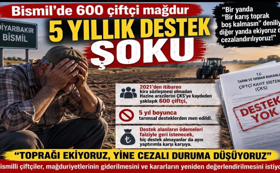 Bismil’de çiftçilerin destek mağduriyeti: Yaklaşık 600 üretici çözüm bekliyor